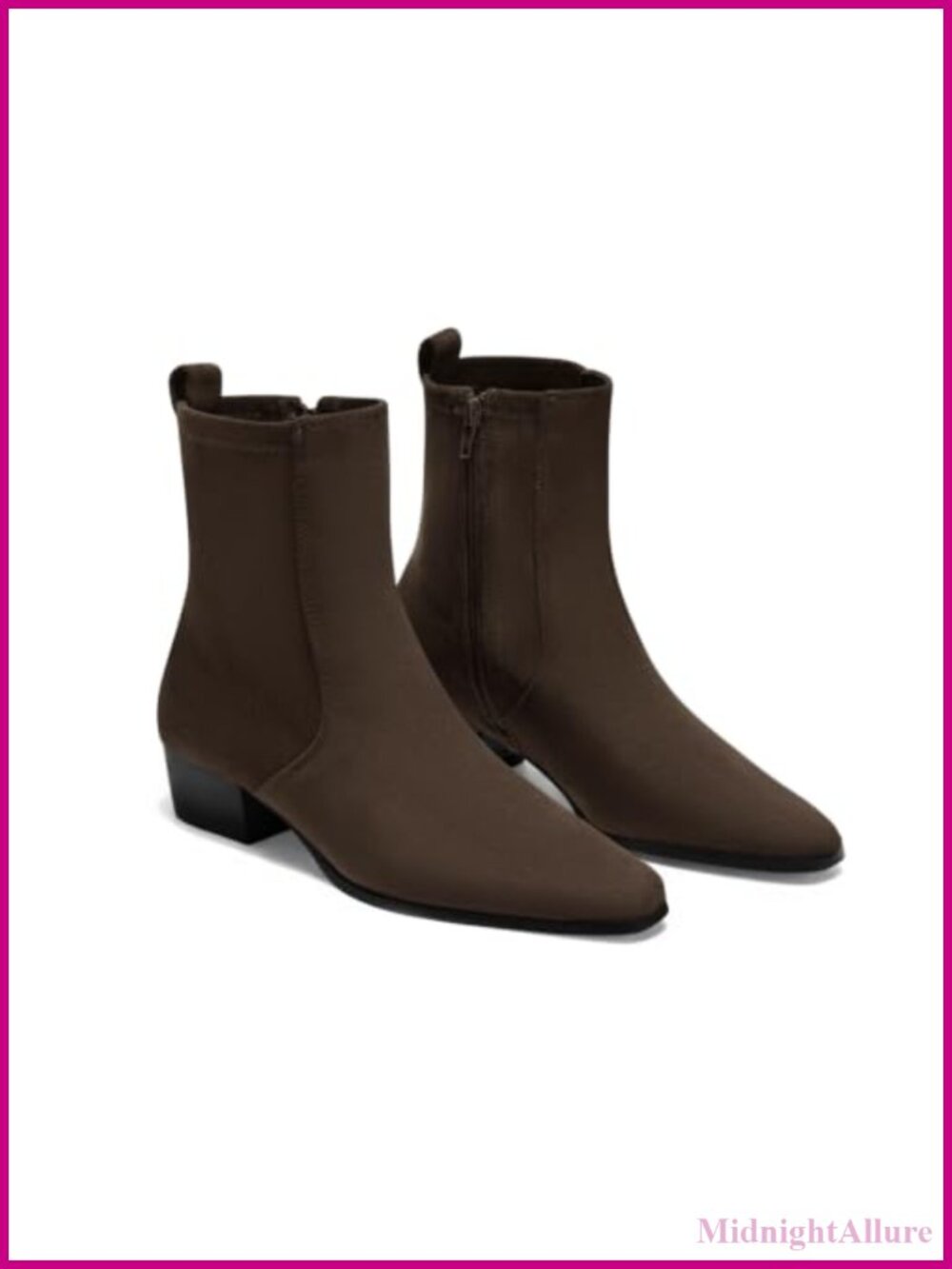 Coutgo Women's Faux Suede Ankle Boots Chunky Low Heel Square Toe Zip Booties